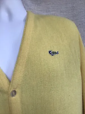 Vintage Mr Rogers Crown Sportswear Cardigan In Yellow With Turtle Logo Size M • $12