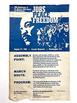 Martin Luther King Jr. 20th Anniversary March On Washington Poster 1983 Original • $44.95