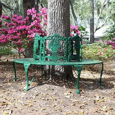 Victorian Tree Surround Garden Bench Vintage Replica Aluminum No Rust Green • $1754.50