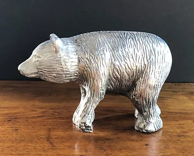 Silver Metal Bear Walking Figure Hollow Cast Aluminum 7.5  C308 • $10.95
