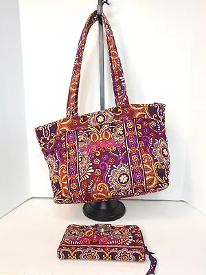 Vera Bradley Mandy Safari Sunset  Multicolor Paisley  Tote Bag Purse & Wallet • $59.50