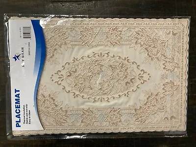 Crocheted Doily Style Lace Placemats In Beige 12*18 In PVC  Set Of 4 RAYSTAR • $13.99