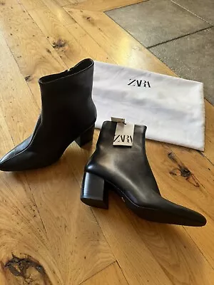 Zara Women’s Dress Boots Mid Black Size 7.5 Brand New With Box MSRP $99 • $49.99