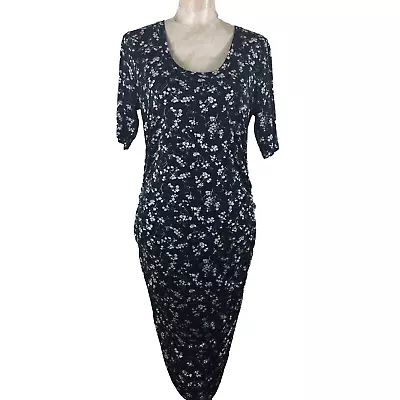 Motherhood Maternity Navy Dress Sz M Navy Floral Bodycon Stretch New With Tags • $19.99