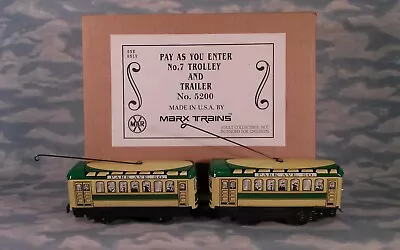 Modern Marx  PAY AS YOU ENTER  #7 Trolley And Trailer #5200 U.S.A. • $350