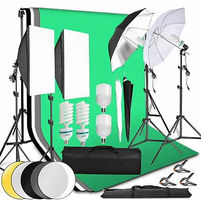$177.64 • Buy Photography Studio Lighting Kit Studio Backdrops Background Softbox Umbrella Set