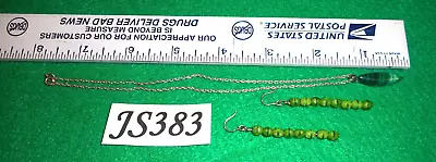 Vintage 925 Sterling Silver Jewelry Green Malachite Necklace Earrings Lot JS383 • £9.49