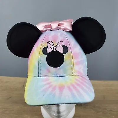 Disney Tie Dye Snap Back Mini Mouse Youth Cap/Hat Ears And Pink Bow Adjustable • $10.77