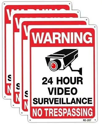 Warning Security Cameras 4 Pack In Use 24Hr Video Surveillance Sign 10x14 UV Ink • $22.61