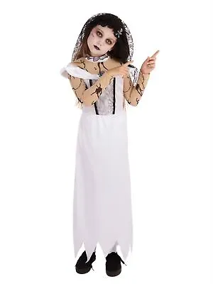 Zombie Bride Costume Girls Scary Halloween Ghost Fancy Dress Outfit • £11.09