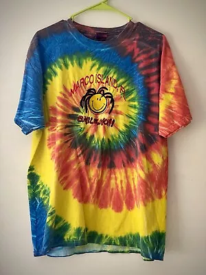 VINTAGE Marco Island Florida Smile Mon! Tie Dye T Shirt Mens Size Large • $30