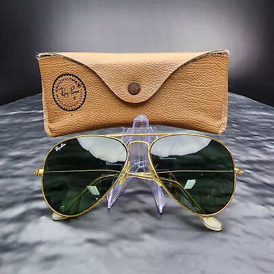 Vintage Ray Ban Bausch & Lomb Gold Frame Aviator Sunglasses + Original Case 🕶️ • $262.04