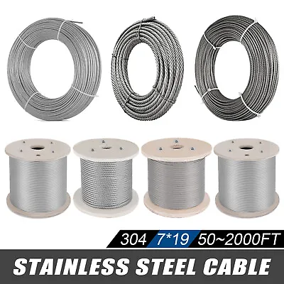 VEVOR T304 3/16  Stainless Steel Cable Wire Rope 7x19 250/500ft Railing Kit • $55.99