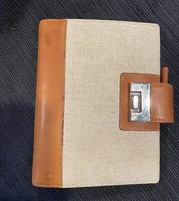 Franklin Covey Six Ring Leather & Linen Compact Planner With Accessories • $30.99