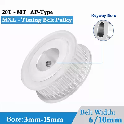MXL -Timing Belt Pulley Synchronous Wheel 6/10mm Width 20 -80 Teeth 3 -15mm Bore • $3.29