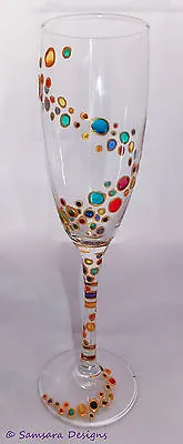 Swirling Rainbow Bubbles Champagne Prosecco Wine Glass Wedding Engagement Hen  • £12