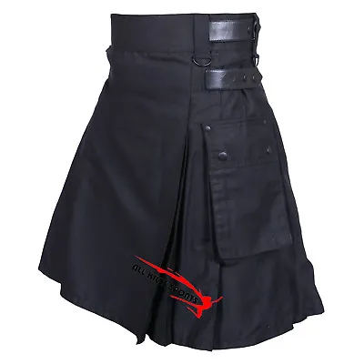 Men’s Black Leather Straps Utility Kilt 30  To 50  USA Seller • $44.97