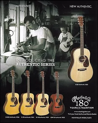 Martin Authentic Series D-45 S D-2 8 D-18 OM-18 Acoustic Guitar Advertisement Ad • $4