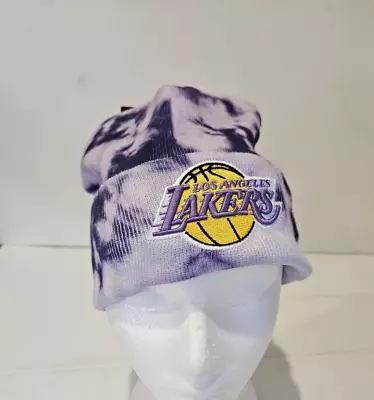 Mitchell & Ness LOS ANGELES LAKERS Tie Dye HWC Mens NBA Purple Beanie Hat Cap • $27.19