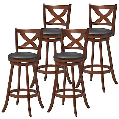 Set Of 4 Bar Stools 30  Classic Bar Height Swivel Chairs For Kitchen Pub • $289.98