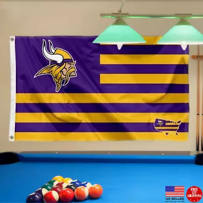 3X5 Flag Man Cave Flags 3 X 5 Banner Viking SKOL USA Minnesota Vikings Stripes • $17.21