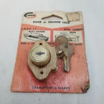 $19.99 • Buy Vintage Corbin Door Drawer Lock Gun Cabinet Wooden Boat Lockers Desks Hardware