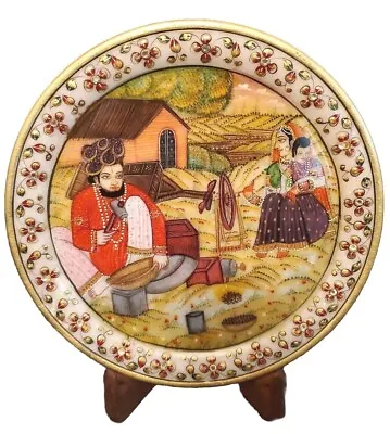 NICE Handmade Painted Meenakari India Plate Decorative Keepsake Box & Stand • $48