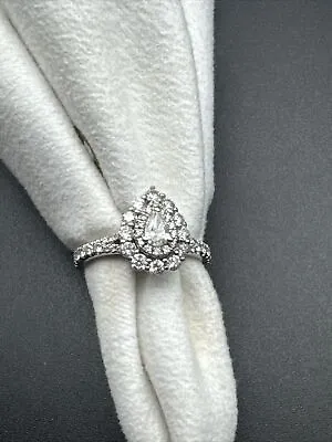 0.75CT TW Double Halo Pear Shaped Diamond Engagement Ring Zales MSRP $2299 • $799