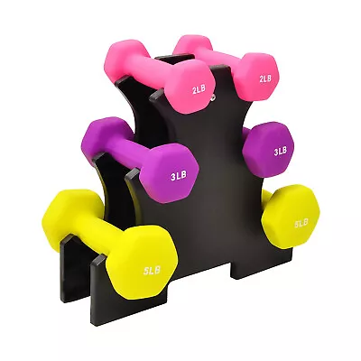 HolaHatha 2 3 And 5 Pound Dumbbell Free Hand Weight Set With Rack (Open Box) • $39.37