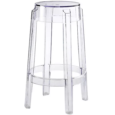 Acrylic Vanity Counter Stool Clear Transparent Round Ghost 25.25  Height Modern • $89.99