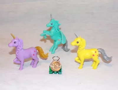 Lot 3 Miniature Plastic Toy Animal Unicorn Pegacorn Purple Yellow Blue 2.5  • $5.99