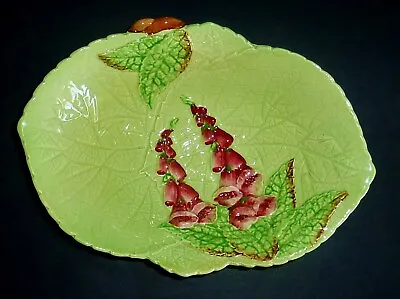 Vintage CARLTON WARE Dish BOWL GREEN Embossed FOXGLOVE Hand Painted Nr MINT Cond • $38