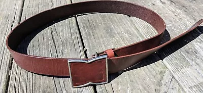 DC Shoe Co Red Burgundy Leather Belt Skateboard Sz L Adjustable Buckle USA  • $17.95