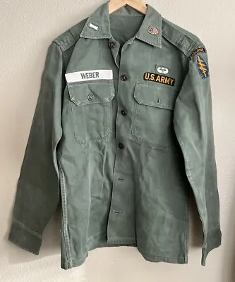 Special Forces OG 107 Fatigue Shirt Early Vietnam War Advisor Epaulettes WEBER • $124.99