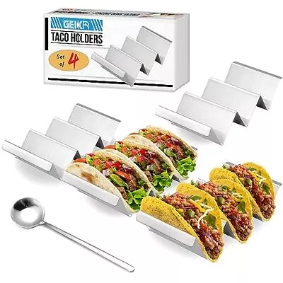 Taco Holder 4 Packs - Stainless Steel Taco Holders Set Of 4 By GEIKR Oven & D... • $15.80