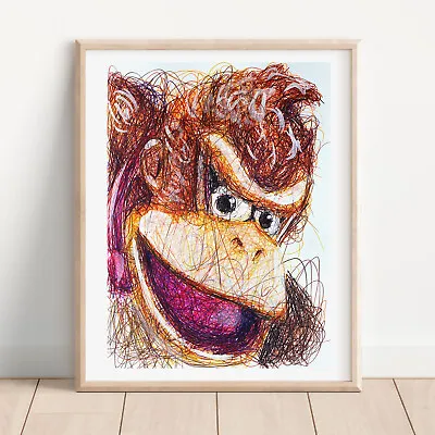 Donkey Ballpoint Pen Print Super Mario Art Poster • $10.99