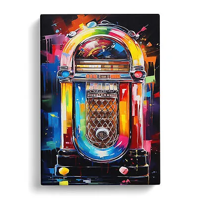 Jukebox Abstract Canvas Wall Art Print Framed Picture Decor Living Room Bedroom • £24.95