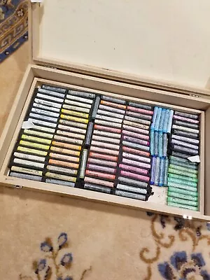 Vtg 104 Rembrandt Royal Talens Soft Pastels Lot Artist Sticks Wooden Box 300H225 • $300