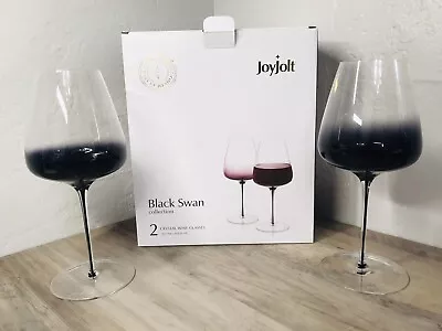 JOYJOLT Set Of 2 Crystal Wine Glasses Black Swan Collection 26.8 FL OZ • $39.95