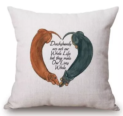 £6.99 • Buy NEW Furever Gifts Whole Life Dachshund Sausage Dog Cushion Cover Cotton 18  UK