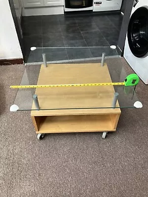 Coffee Table Wooden/glass With Wheels • £55