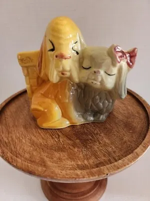 Vintage 1950’s Shawnee Adorable Pottery Hound And Pekingese Dog Couple Planter • $12