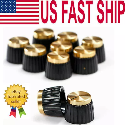 10PCS/SET Guitar AMP Knobs Black With Gold Cap Fits Marshall Amplifier US SHIP • $10.69