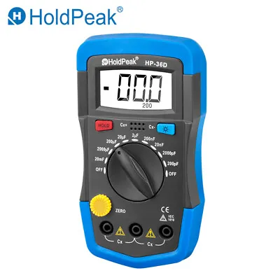 Handheld Capacitor Tester Digital Mini Capacitance Meter Data Hold 200pF-20mF • £18.98