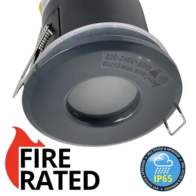 £11 • Buy Grey Bathroom IP65 Fire Rated GU10 Downlight Spotlights 