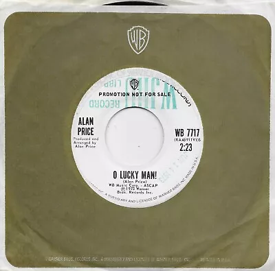 ALAN PRICE  O Lucky Man / Poor People  Rare Promo 45 From 1973  THE ANIMALS • $14.99