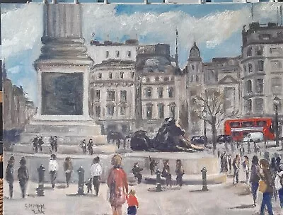 Oil Painting Original London Cityscape  Trafalga Square London  • £50