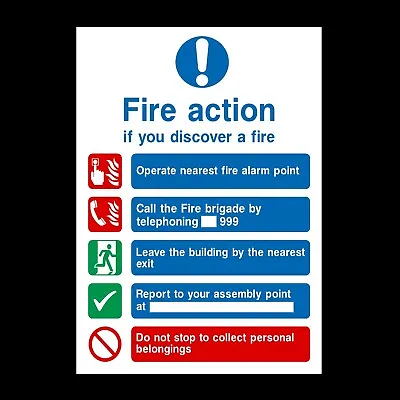 Fire Action Do Not Collect Belongings Plastic Sign OR Sticker - All Sizes (FA14) • £2.99