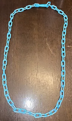 Vintage 1980s Plastic Clip On 80s Bell Charm Chain Link Necklace Blue NEW • $19.99