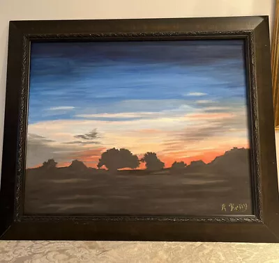 Framed Painting Of American Southwest At Dusk Painter  R Kelly Acrylic On Canvas • $87.50